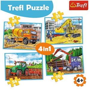 Trefl (34298) - "Large construction machines" - 35 48 54 70 pieces puzzle