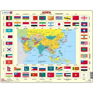 Larsen (KL2-DE) - "Map/Flag, Asia" - 70 pieces puzzle