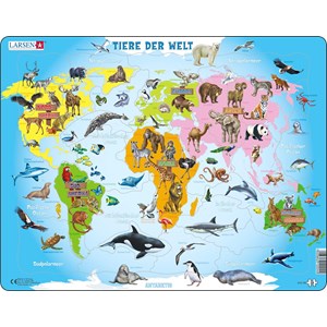 Larsen (A34-DE) - "Animals of the World - DE" - 28 pieces puzzle