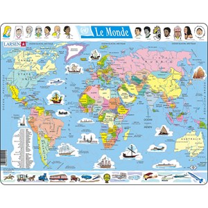 Larsen (K1-FR) - "The World Political (in French)" - 107 pieces puzzle