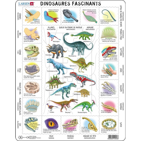 Larsen (HL9-FR) - "Fascinating Dinosaurs - FR" - 35 pieces puzzle