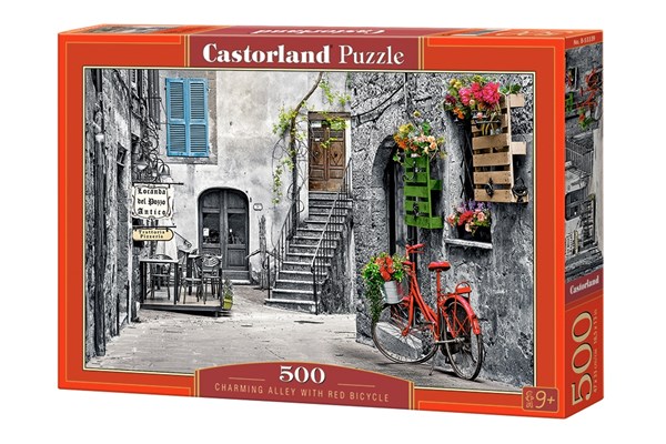 Castorland (B-53339) - "Charming Alley with Red Bicycle" - 500 pieces puzzle