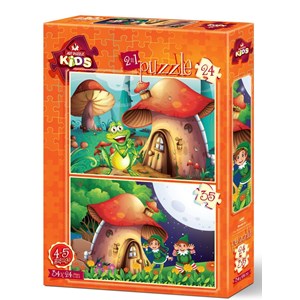 Art Puzzle (4493) - "The Mushroom House" - 24 35 pieces puzzle