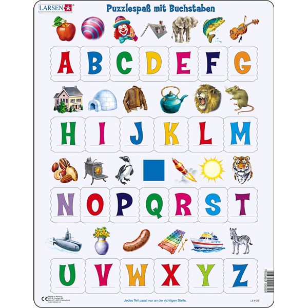Larsen (LS826-DE) - "Learn the Alphabet, 26 Upper Case Letters - DE" - 26 pieces puzzle