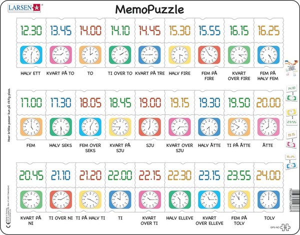 Larsen (GP5-NO) - "Learn the Clock - NO" - 54 pieces puzzle
