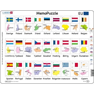 Larsen (GP2-DK) - "Names, Flags and Capitals of 27 EU Member States" - 54 pieces puzzle