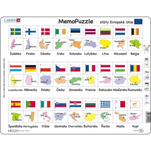 Larsen (GP2-CZ) - "Names, Flags and Capitals of 27 EU Member States - CZ" - 54 pieces puzzle