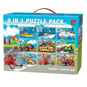 King International (05521) - "Funny Vehicles" - 12 16 24 50 pieces puzzle