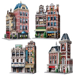 Wrebbit (Wrebbit-Set-Urbania-2) - "Urbania Collection, Café, Cinema, Hotel, Fire Station" - 1165 pieces puzzle