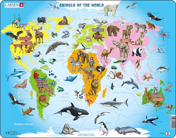 Larsen (A34-GB) - "Animals of the World - GB" - 28 pieces puzzle