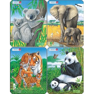 Larsen (V4) - "Koala, Elephant, Tiger, Panda" - 8 pieces puzzle