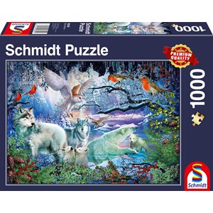Schmidt Spiele (58349) - "Wolves in a Winter Forest" - 1000 pieces puzzle