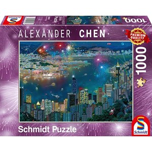 Schmidt Spiele (59650) - Alexander Chen: "Fireworks over Hong Kong" - 1000 pieces puzzle