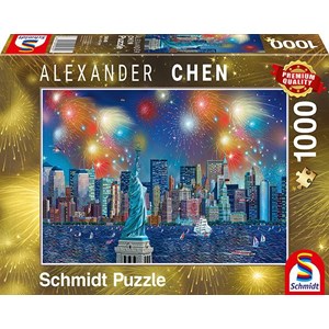 Schmidt Spiele (59649) - Alexander Chen: "Statue of Liberty with Fireworks" - 1000 pieces puzzle