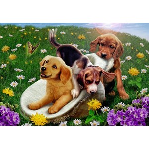 Ravensburger (05428) - Andrew Farley: "Frolicking Puppies" - 24 pieces puzzle