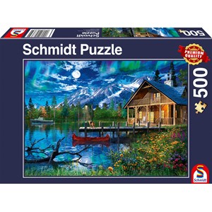 Schmidt Spiele (58365) - "Mountain Lake in the Moonlight" - 500 pieces puzzle