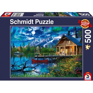 Schmidt Spiele (58365) - "Mountain Lake in the Moonlight" - 500 pieces puzzle