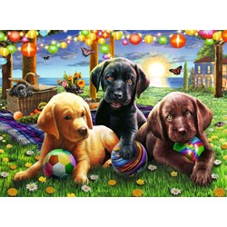 Ravensburger (12886) - "Puppy Picnic" - 100 pieces puzzle