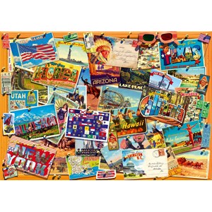 Bluebird Puzzle (70309) - "Postcard, USA" - 1000 pieces puzzle