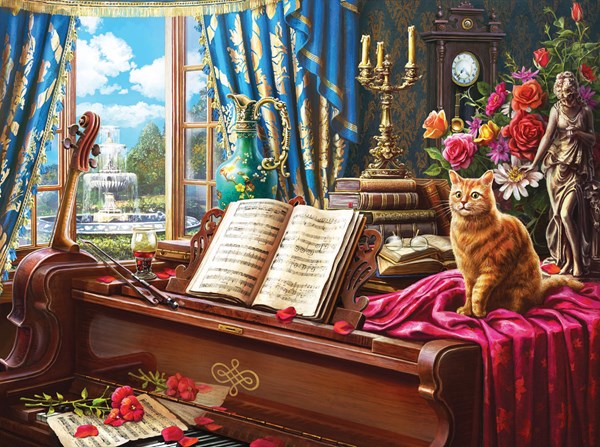 SunsOut (42936) - "Grand Piano Cat" - 1000 pieces puzzle