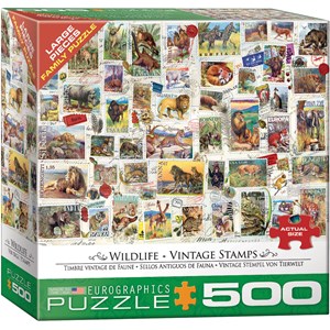 Eurographics (8500-5358) - Barbara Behr: "Wildlife Vintage Stamps" - 500 pieces puzzle
