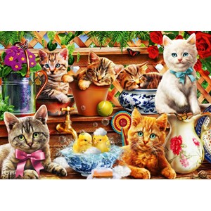 Bluebird Puzzle (70241) - Adrian Chesterman: "Kittens in the Potting Shed" - 1000 pieces puzzle