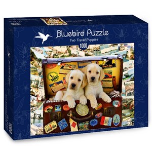 Bluebird Puzzle (70237) - "Two Travel Puppies" - 1000 pieces puzzle
