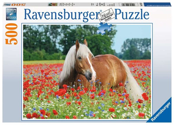 Ravensburger (14831) - "Horse in the Poppy Field" - 500 pieces puzzle