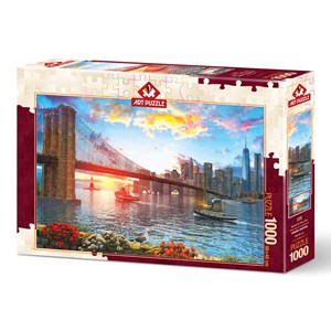 Art Puzzle (5185) - "Sunset on New York" - 1000 pieces puzzle
