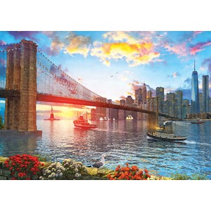 Art Puzzle (5185) - "Sunset on New York" - 1000 pieces puzzle