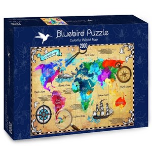 Bluebird Puzzle (70001) - "Colorful World Map" - 2000 pieces puzzle