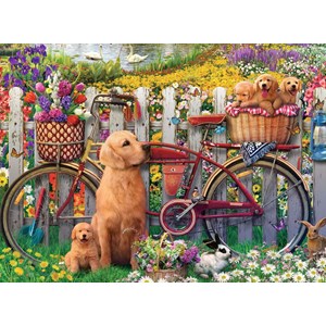 Ravensburger (15036) - "Cute dogs in the garden" - 500 pieces puzzle