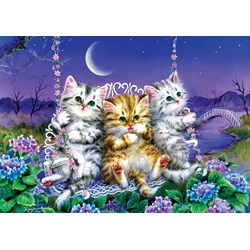 Art Puzzle (5086) - "Moonlight Swing Kittens" - 500 pieces puzzle