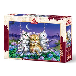 Art Puzzle (5086) - "Moonlight Swing Kittens" - 500 pieces puzzle