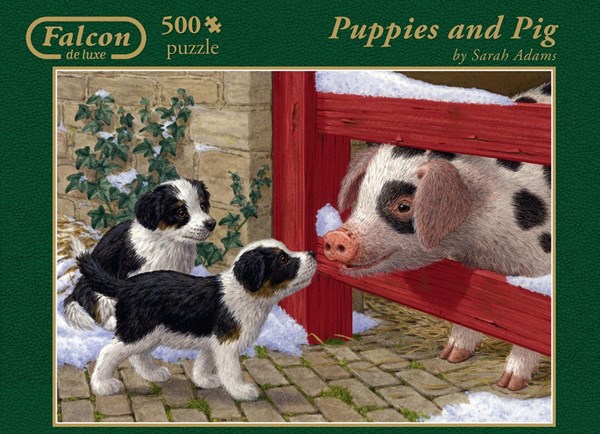 Jumbo (11080) - "Puppies and Pig" - 500 pieces puzzle