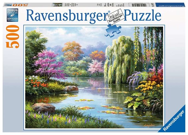 Ravensburger (14827) - "Romantic Pond View" - 500 pieces puzzle