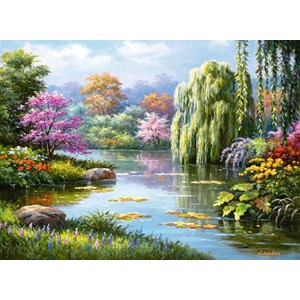 Ravensburger (14827) - "Romantic Pond View" - 500 pieces puzzle
