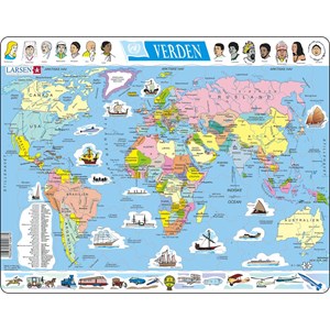 Larsen (K1-DK) - "The World Political Map" - 107 pieces puzzle