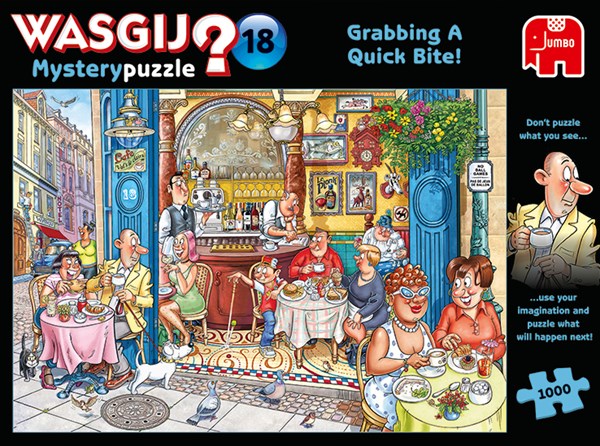 Jumbo (19179) - "Mystery 18, Grabbing a quick bite!" - 1000 pieces puzzle