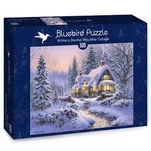 Bluebird Puzzle (70066) - "Winter's Blanket Wouldbie Cottage" - 500 pieces puzzle