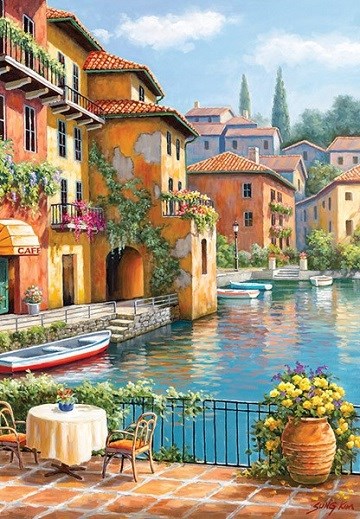 Anatolian (PER3294) - Sung Kim: "Café at the Canal" - 260 pieces puzzle