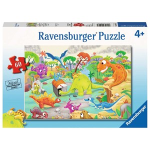 Ravensburger (09516) - "Time Traveling Dinos" - 60 pieces puzzle
