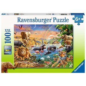 Ravensburger (12910) - "Savannah Jungle Waterhole" - 100 pieces puzzle