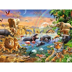 Ravensburger (12910) - "Savannah Jungle Waterhole" - 100 pieces puzzle