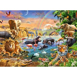 Ravensburger (12910) - "Savannah Jungle Waterhole" - 100 pieces puzzle