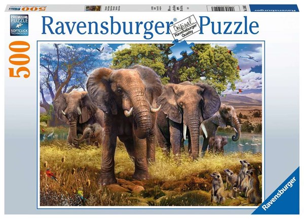 Ravensburger (15040) - "Elephants" - 500 pieces puzzle