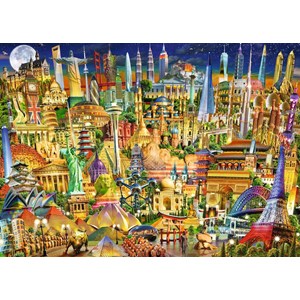 Ravensburger (19843) - "World Landmarks at Night" - 1000 pieces puzzle