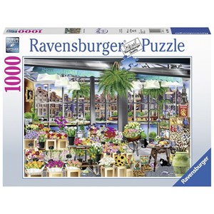 Ravensburger (13987) - "Amsterdam Flower Market" - 1000 pieces puzzle