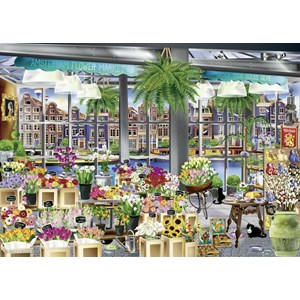 Ravensburger (13987) - "Amsterdam Flower Market" - 1000 pieces puzzle