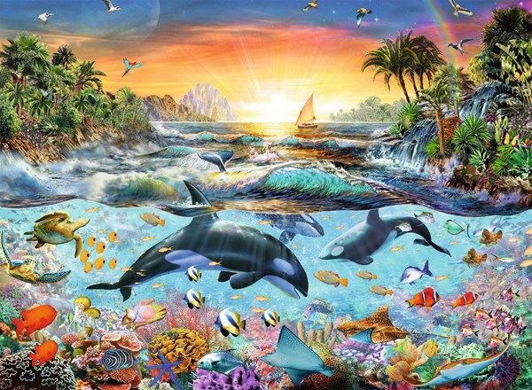 Ravensburger (12804) - Adrian Chesterman: "Orca Paradise" - 200 pieces puzzle